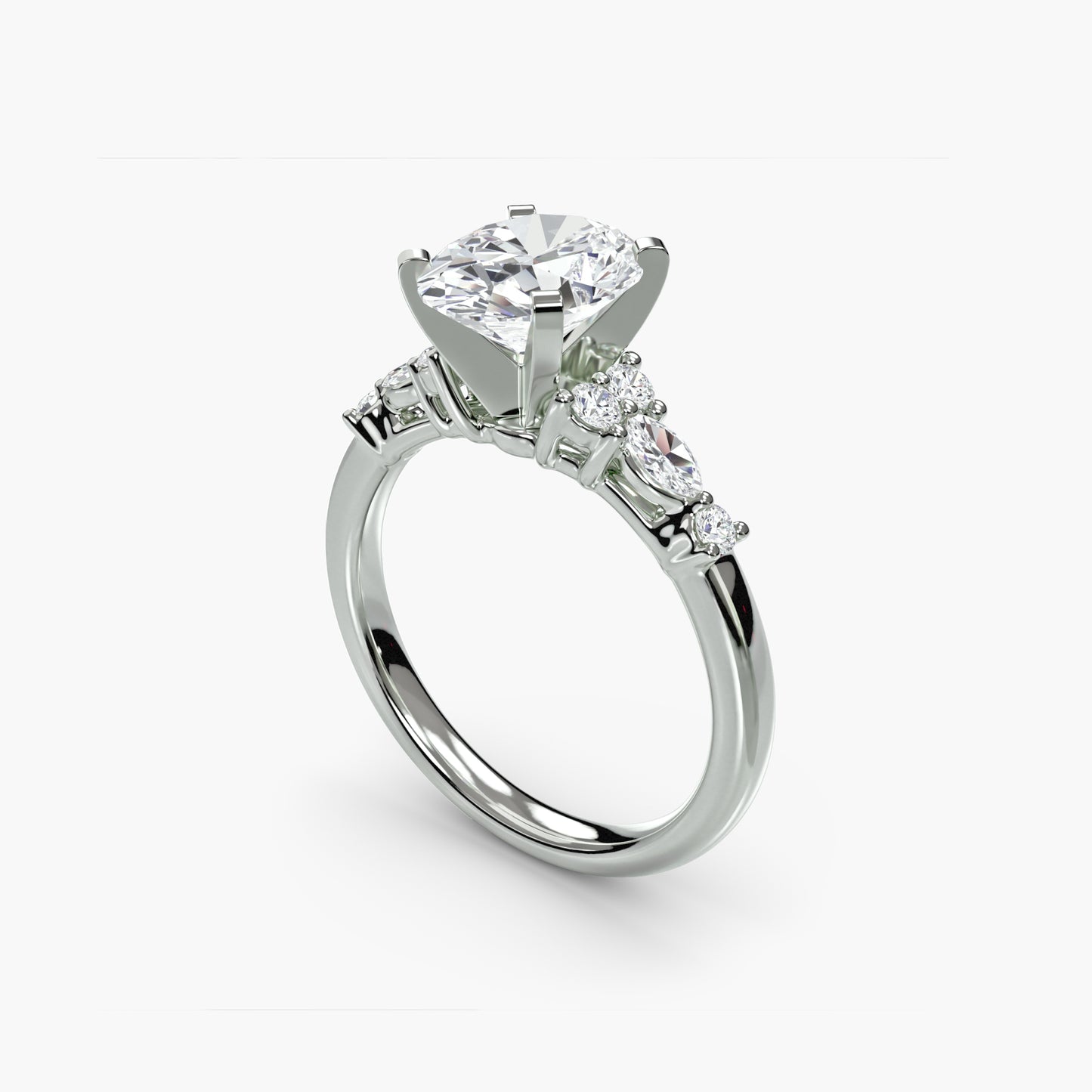 플로럴 악센트 Oval 0.5-3.0 ct 14K WG