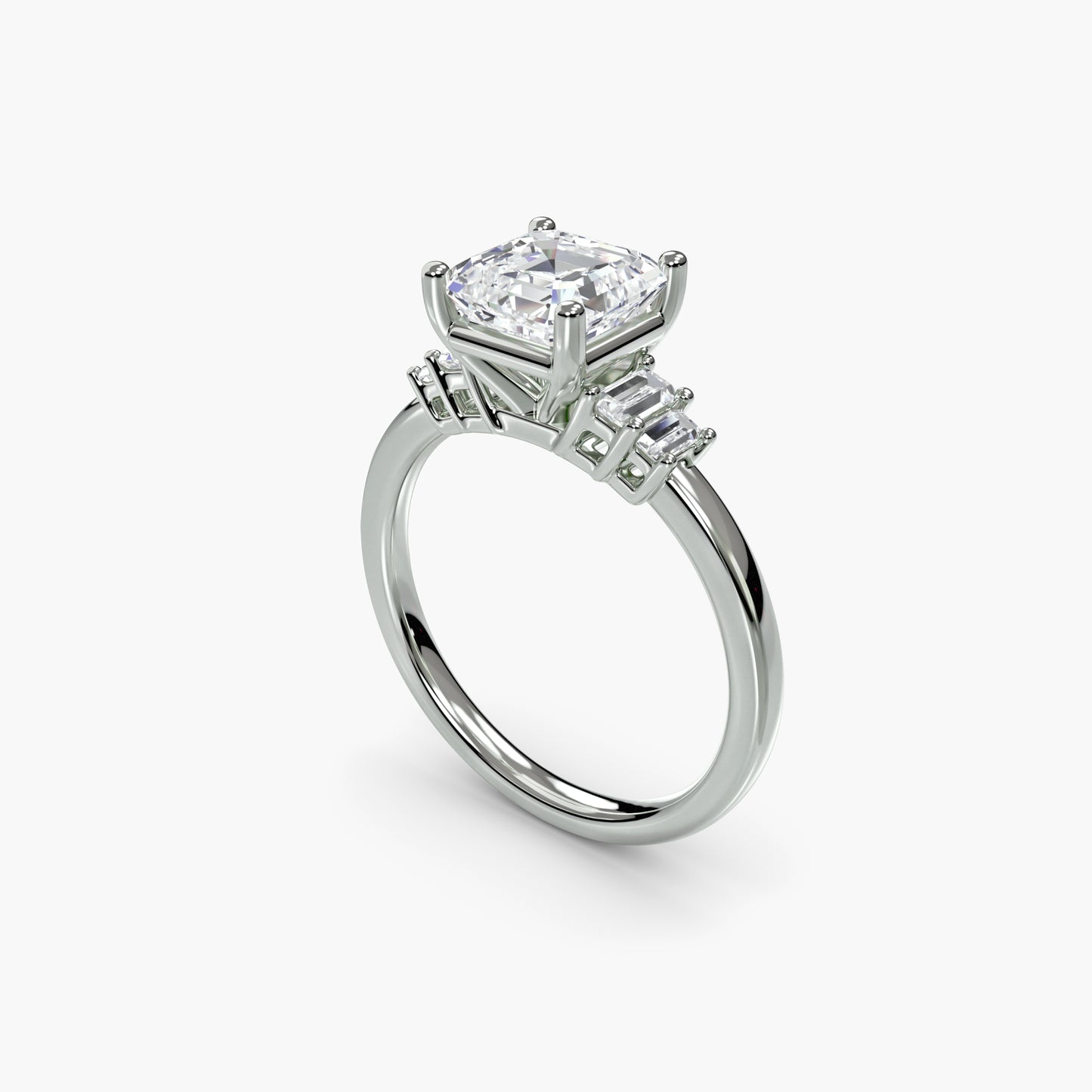 바게트악센트 솔리테어 Asscher 1.0/1.5 ct 9K WG