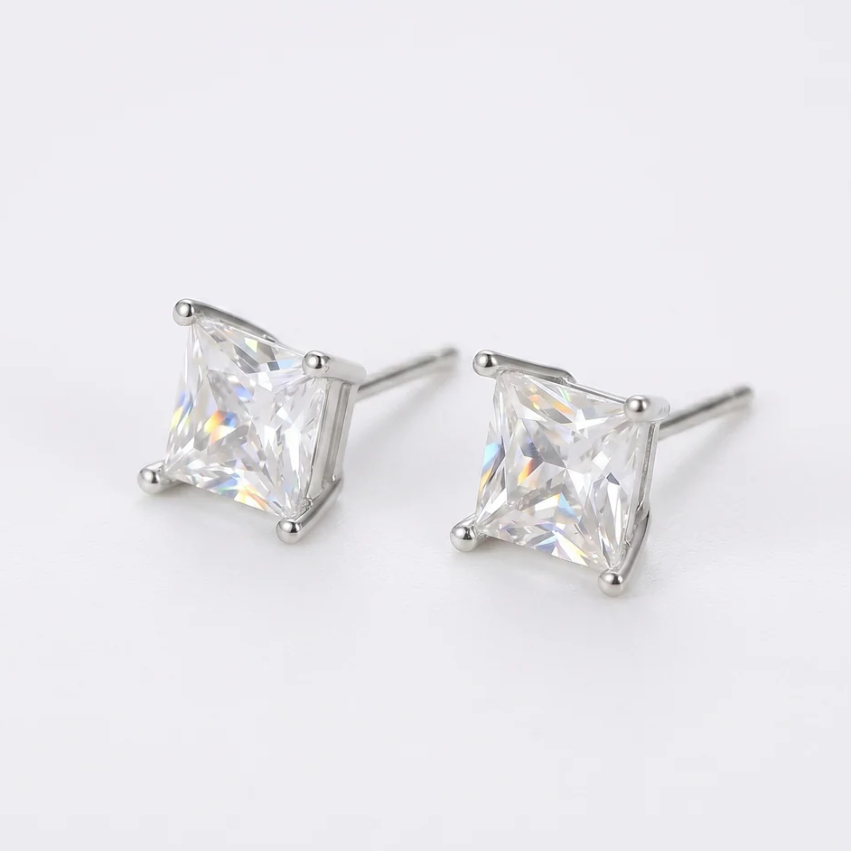 스퀘어 랩 다이아몬드 이어링 — 2.8ct