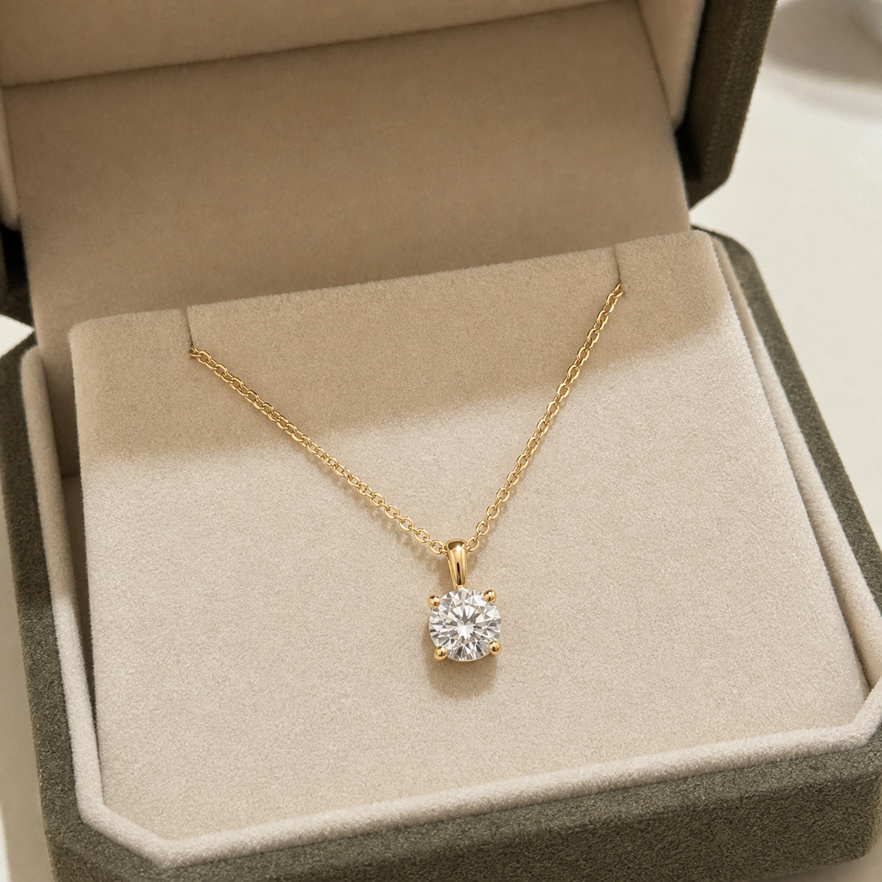 14K 라운드 랩다이아몬드 0.95ct 4프롱 목걸이 gallery 1