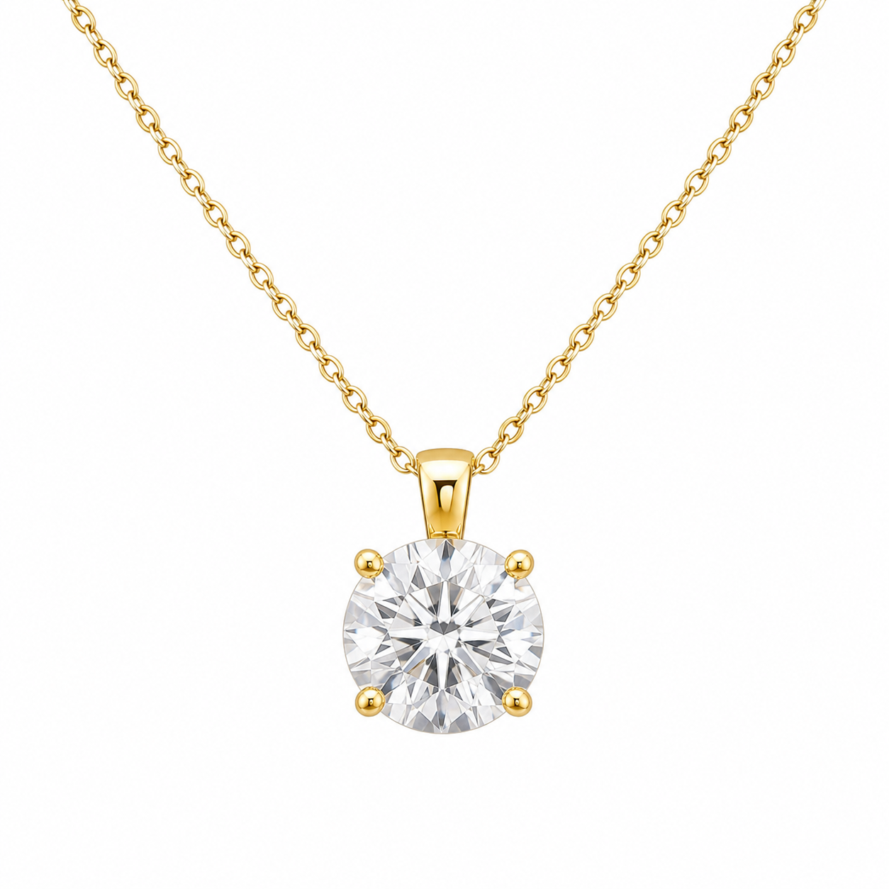 14K 라운드 랩다이아몬드 0.95ct 4프롱 목걸이 hover