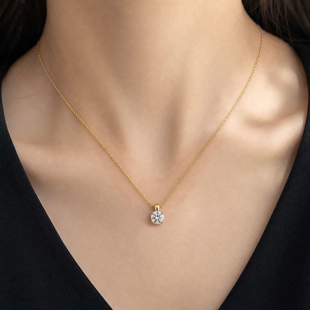 14K 라운드 랩다이아몬드 0.95ct 4프롱 목걸이 thumbnail
