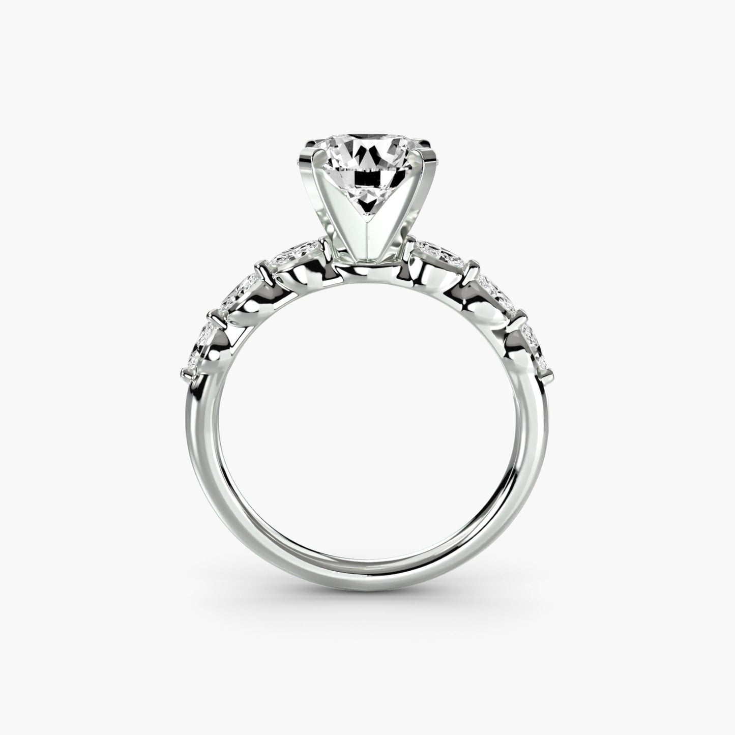 The Floral Accent Solitaire · 18K White Gold Round Lab Diamond