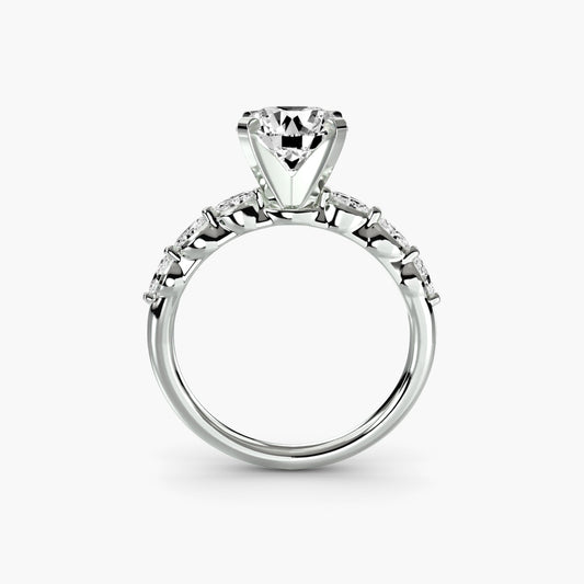 The Floral Accent Solitaire · 18K White Gold Round Lab Diamond