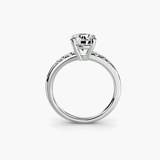 Solitaire with Shoulder Accents · 18K White Gold Round Lab Diamond