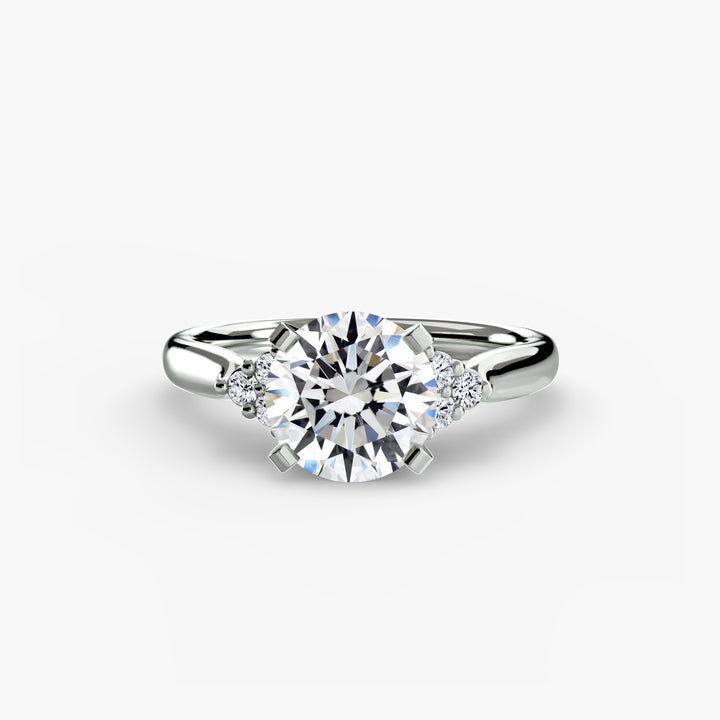 Solitaire with Cluster Shoulders 2 · 18K White Gold Round Lab Diamond