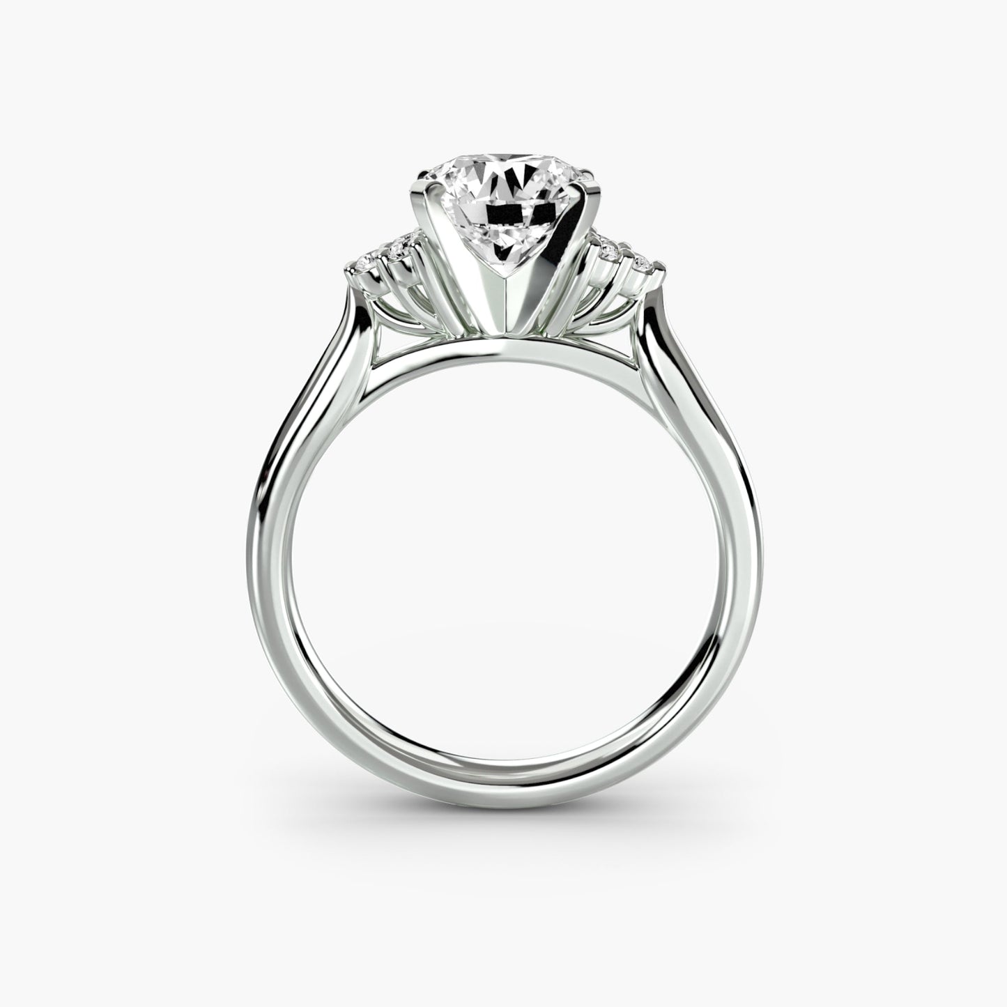 Solitaire with Cluster Shoulders 2 · 18K White Gold Round Lab Diamond
