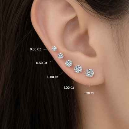 라운드 랩 다이아몬드 이어링 — 1.0ct