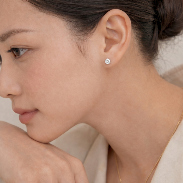 라운드 랩 다이아몬드 이어링 — 1.0ct
