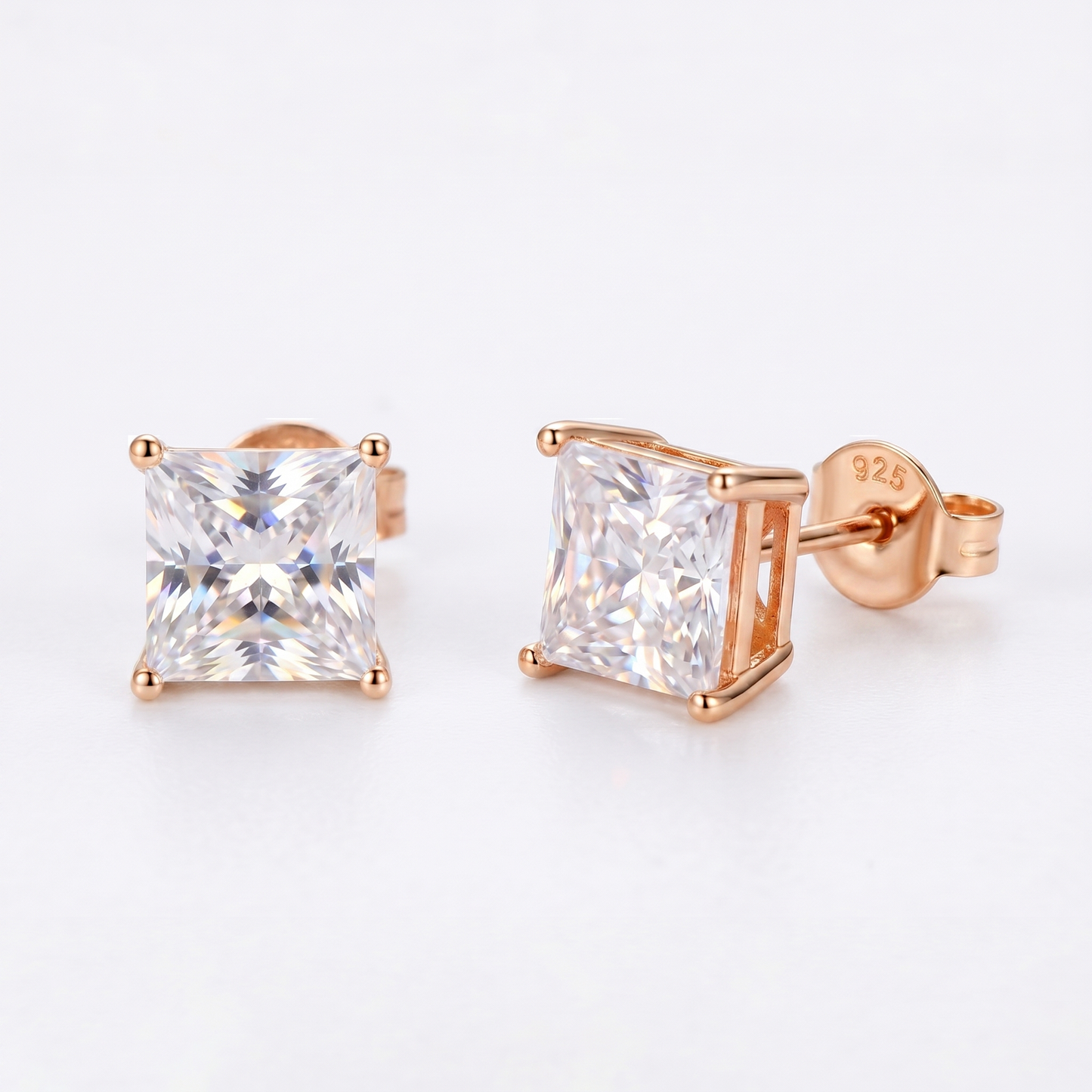 스퀘어 랩 다이아몬드 이어링 — 1.8ct